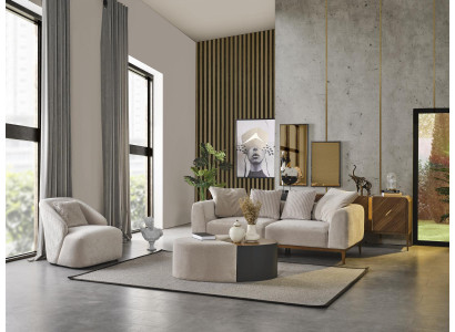 Moderno set di divani 3 posti poltrona a tre posti bianco Moderno tessuto poliestere