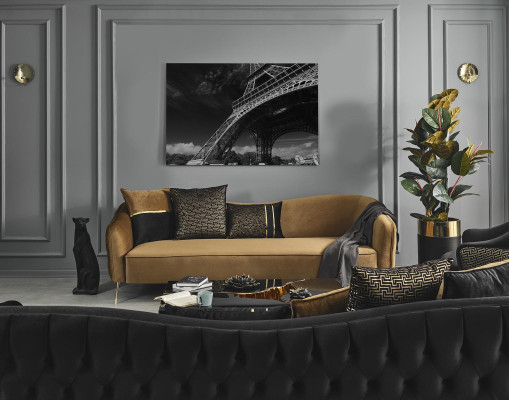 Chesterfield set di divani divano poltrona blu in poliestere di lusso 3 pezzi.