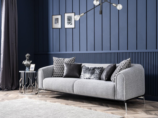 Sofà Set completo Divano 431 Posti Tessuto 3 pz Nero