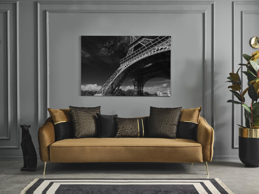 Chesterfield set divano 3 posti poltrona blu in poliestere 2 pezzi.