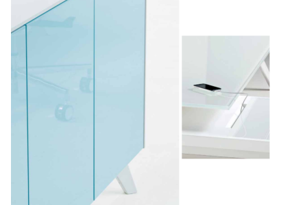 Comò moderno credenza blu mobiletto armadio archivio ufficio vetro Frezza nuovo