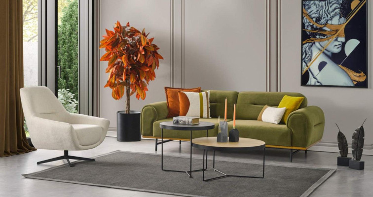 Moderno set di divani 3 + 1 posti in verde design divano soggiorno set 2 pezzi