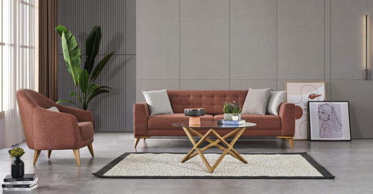 Set da soggiorno: elegante salotto con divano 3+3+1 posti, divani di lusso arredamento sofa.