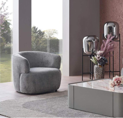 Elegante poltrona soggiorno morbida in grigio design lounge club singola.