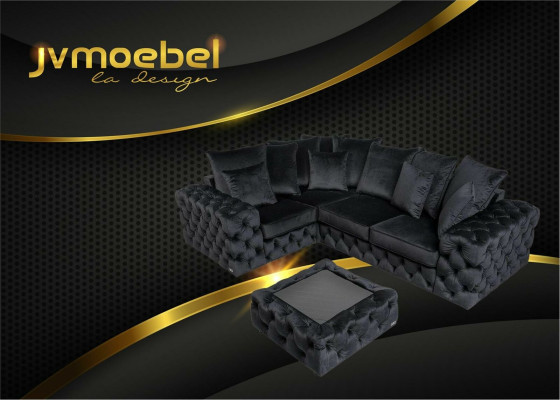 Divano ad angolo Divano Sofa Poltrona Set da salotto a L Tavolino da salotto Tessuto Paesaggio abitativo