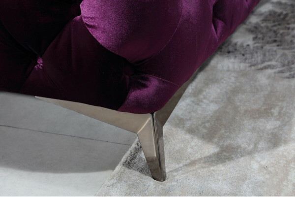 Sofà di lusso di alta qualità Divano Imbottito 3+2+1 Set Chesterfield viola Nuovo