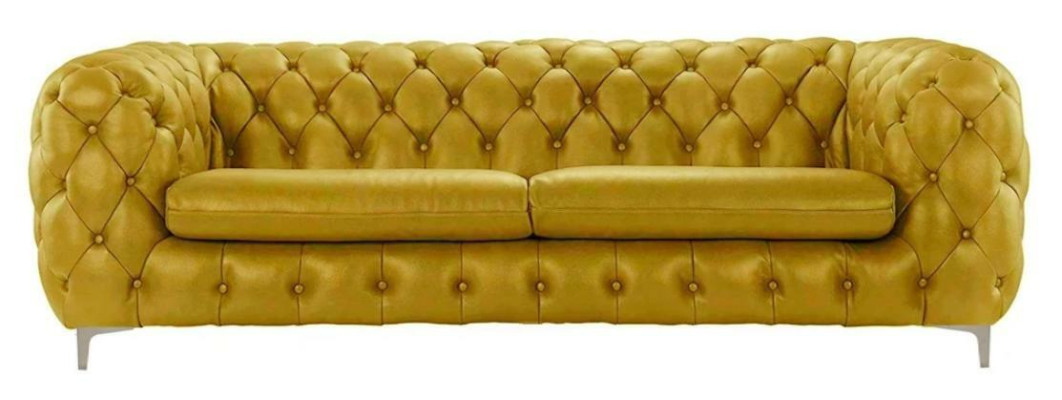 Divano Chesterfield marrone xxl in pelle per il salotto, 4 posti viola giallo verde.
