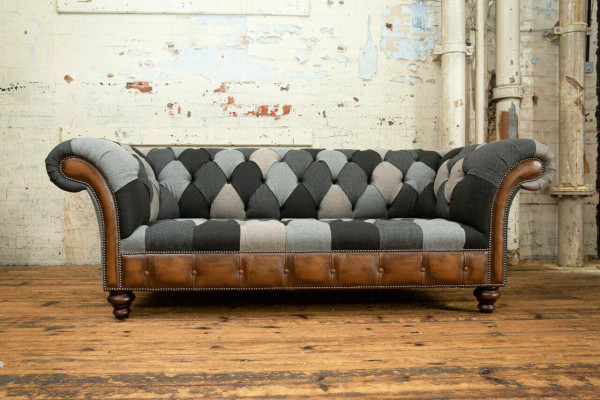 Chesterfield divano in tessuto a 3 posti Divano Imbottito Design di lusso in tessuto Nuovi sofà