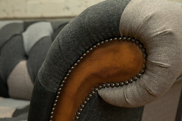 Chesterfield divano in tessuto a 3 posti Divano Imbottito Design di lusso in tessuto Nuovi sofà