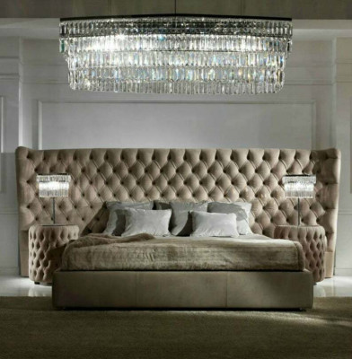 Letto imbottito di lusso, letti matrimoniali, camera da letto, tessuto Chesterfield King Size