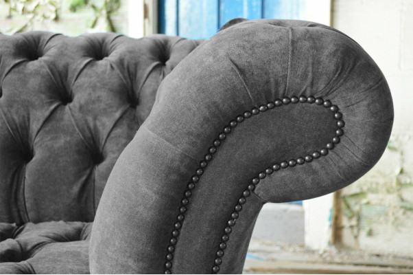Tre posti Chesterfield Divano grigio divani imbottiti moderni divani