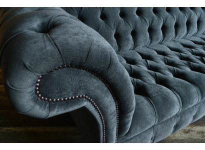 Designer Divano Chesterfield grigio Big Sofa a 4 posti Mobili Imbottiti