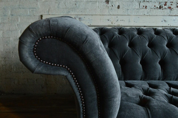 Designer Divano Chesterfield grigio Big Sofa a 4 posti Mobili Imbottiti