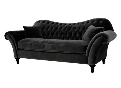 Cuscini Divano Divani Chesterfield Nero in Tessuto Tre Posti Soggiorno Nuovo