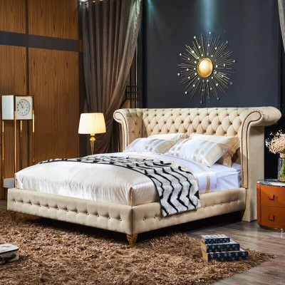 Design della Chesterfield Imbottitura Inglese Letto Matrimoniale Beige 140/160/180x200 cm