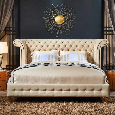 Design della Chesterfield Imbottitura Inglese Letto Matrimoniale Beige 140/160/180x200 cm