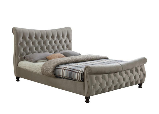 Chesterfield tessile letto imbottito, letti di design beige hotel camera da letto matrimoniale.