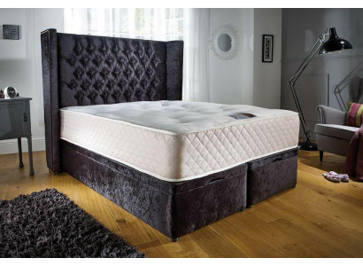 Chesterfield Designer Letto Schlafzimmer Tessuto Pelle Imbottito Velluto 160x200 Nuovo