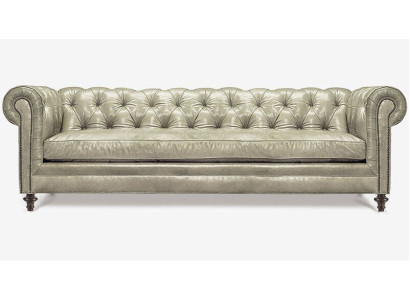 Chesterfield divano di lusso in pelle imbottito 3 posti nuovo.