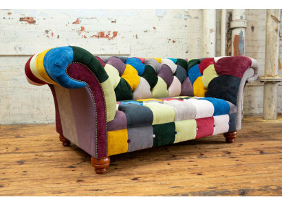 Design moderno Divano Chesterfield a 2 posti colorato in tessuto Design divano imbottito