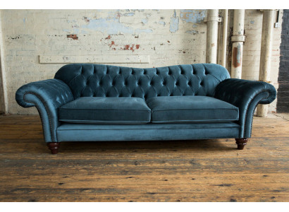 Chesterfield divano a 4 posti in tessuto imbottito Divano da soggiorno