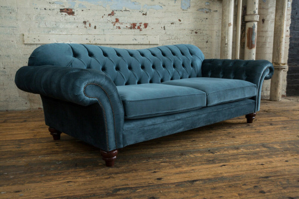 Chesterfield divano a 4 posti in tessuto imbottito Divano da soggiorno