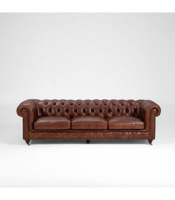 Divano componibile 3+1+1 posti design Chesterfield in pelle di lusso.