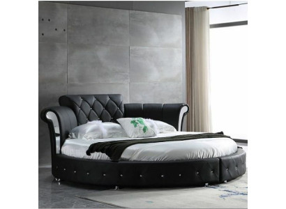 Letto rotondo Chesterfield di lusso Design Classico con imbottitura in pelle vellutata