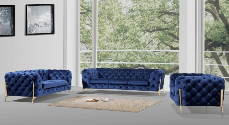 Chesterfield Set 2x Poltrona Divano Set Chesterfield 1+1 Posto Imbottito Poltrona