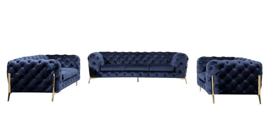 Chesterfield Set 2x Poltrona Divano Set Chesterfield 1+1 Posto Imbottito Poltrona