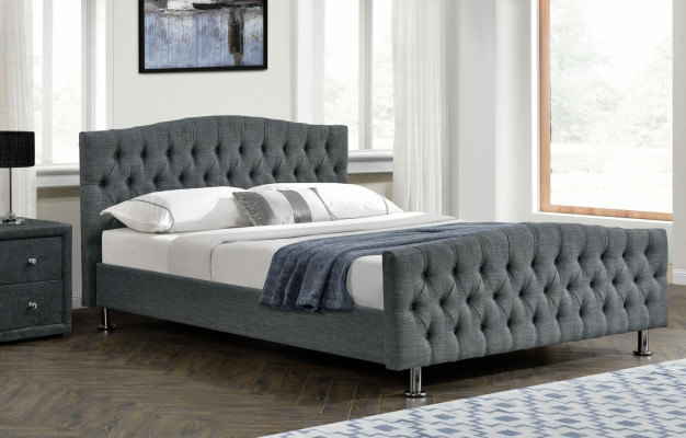 Camera da letto Designer Chesterfield Letto matrimoniale grigio Letti di lusso