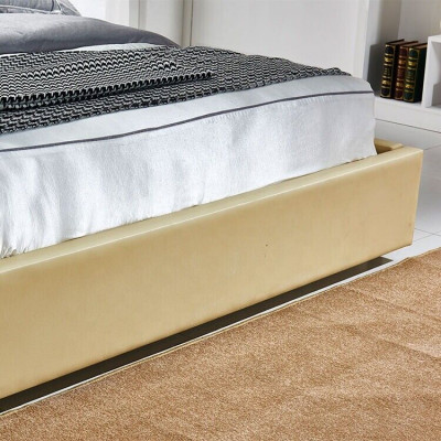 Beige Chesterfield Letto Design Camera da Letto Inglese Tessuto Imbottito