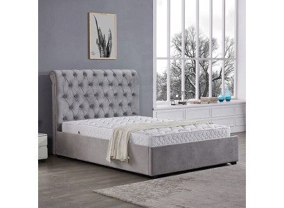 Camera da letto grigia reale Letto Imbottito Letti Design Chesterfield Tessuto