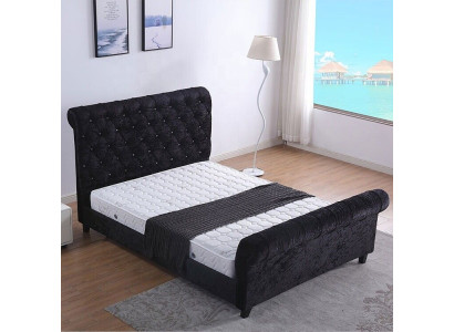 Camera da letto nera Letto Chesterfield Camera da letto di lusso Letto
