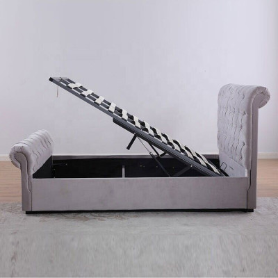 Design Letto Chesterfield in tessuto imbottito in pelle Letti hotel Camera da letto Nuovo velluto