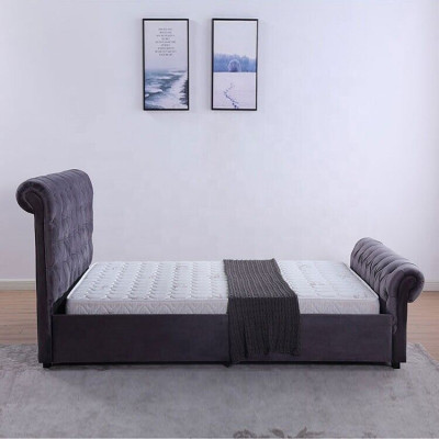 Design Chesterfield letto in tessuto pelle Hotel Letti Camera da letto Nuovo Velluto Imbottito