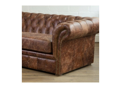 Braun Chesterfield 3 posti divano classico di lusso barocco in tessuto in pelle stile divano