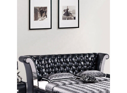 Acciaio inossidabile di lusso Chesterfield in pelle letto matrimoniale imbottito letti designer hotel