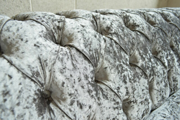 Argento Chesterfield Tessuto Divano in pelle Divano Imbottitura Grande Cuscino Seduta Nuovo 265cm