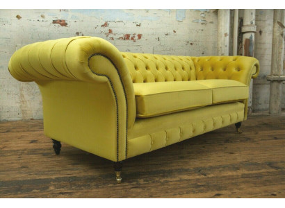 Chesterfield divano a 3 posti design divano divani imbottiti tessuto tessile Nuovo