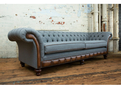 Divano Chesterfield in pelle divano in tessuto, divano, divano, imbottitura personalizzata per il soggiorno.