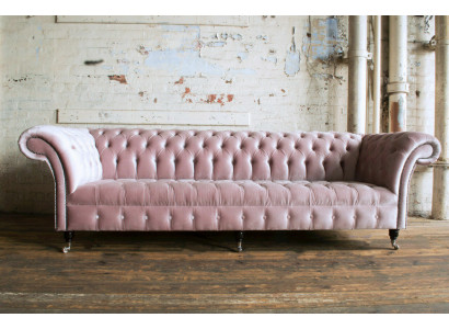 Divano Chesterfield xxl, grande divano in velluto, pelle, tessuto, imbottito a 4 posti nuovo.