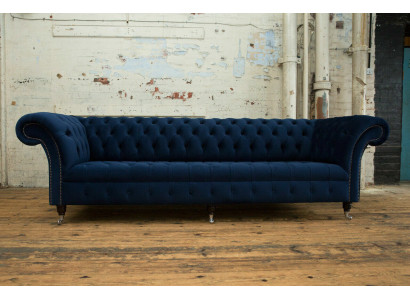 Divano Chesterfield in velluto a quattro posti Design Divani Divani imbottiti Divano in velluto 265cm