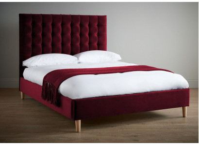 Rosso lusso velluto tessuto letto matrimoniale design Chesterfield 180x200cm letti Nuovi