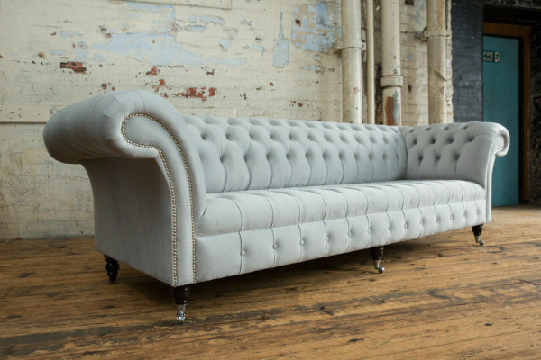 Divano in tessuto Stoff Couch Chesterfield grandi divani divani xxl sedili imbottiti 265cm.