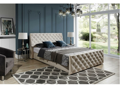 Chesterfield bed bed leather 180x200cm upholstery marriage design leather hotel furniture