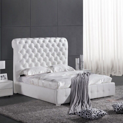 Camera da letto classica, letto 160x200 cm in pelle tessile Chesterfield letti da hotel