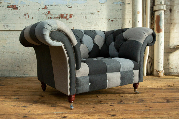 Grigio-blu Chesterfield poltrona di lusso monoposto mobili da designer