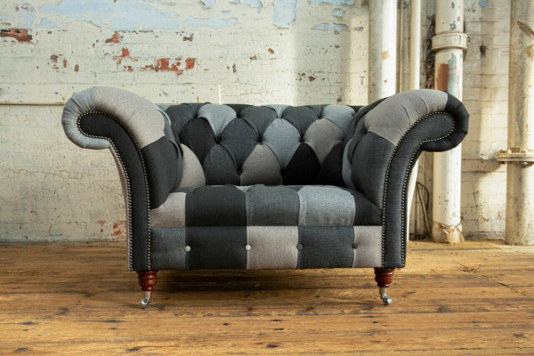 Grigio-blu Chesterfield poltrona di lusso monoposto mobili da designer
