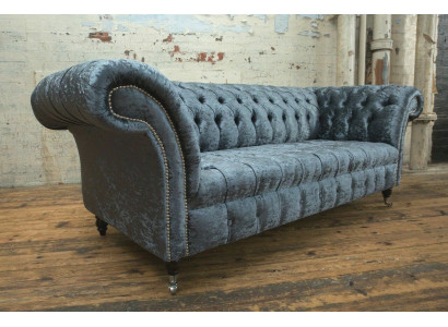 Soggiorno Divano Chesterfield Design in tessuto divani divanetti grigi a tre posti